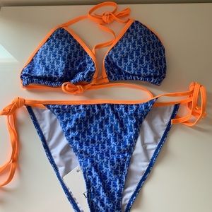 Dior bikini orange and blue